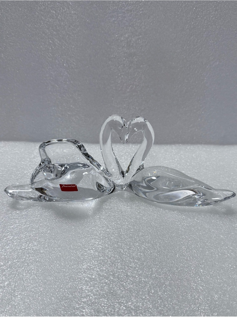 Vintage Baccarat Crystal Two Swan Heart Figurine.